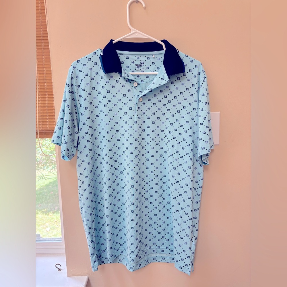 Puma Light Blue and Navy Polo Shirt